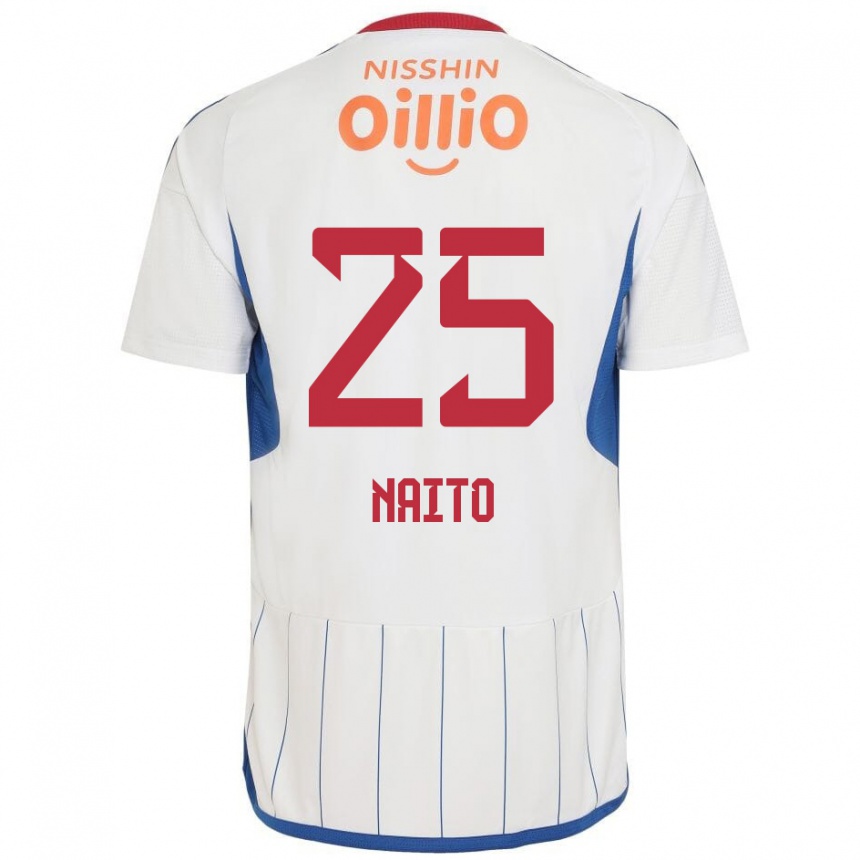 Enfant Football Maillot Kiyomu Naito #25 Blanc Bleu Rouge Tenues Extérieur 2024/25