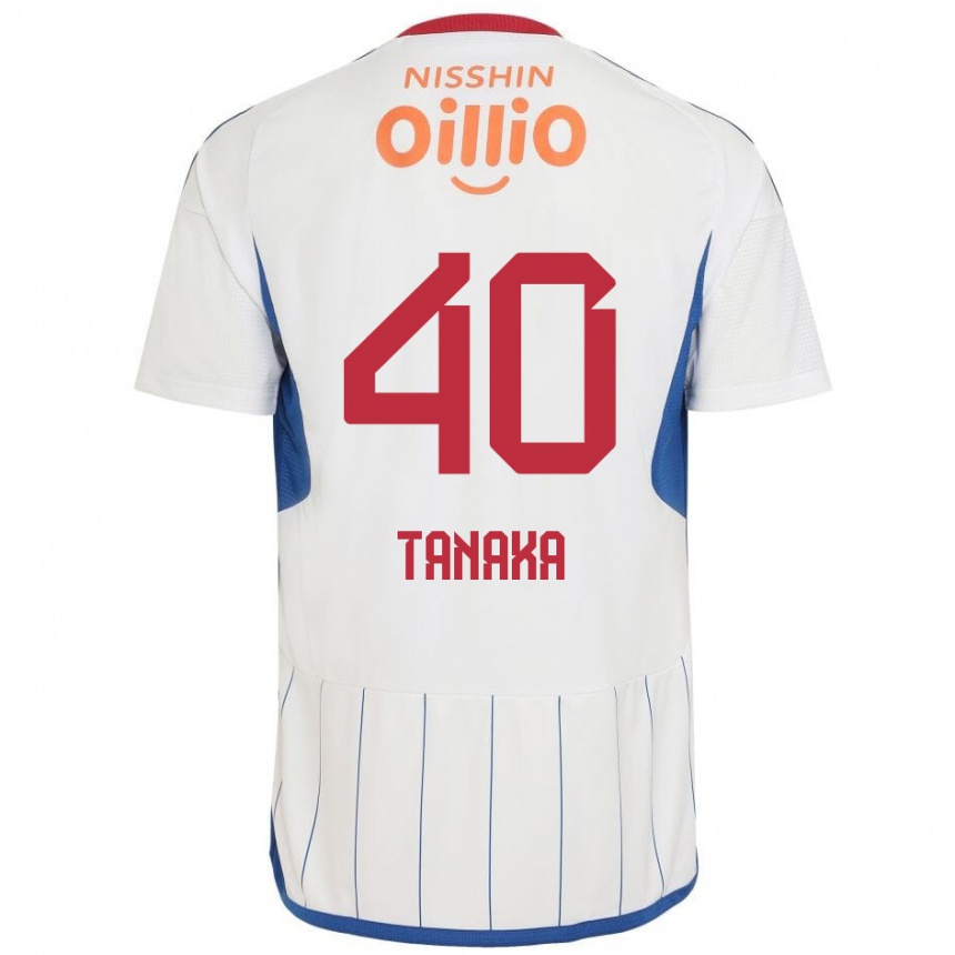 Enfant Football Maillot Hiei Tanaka #40 Blanc Bleu Rouge Tenues Extérieur 2024/25