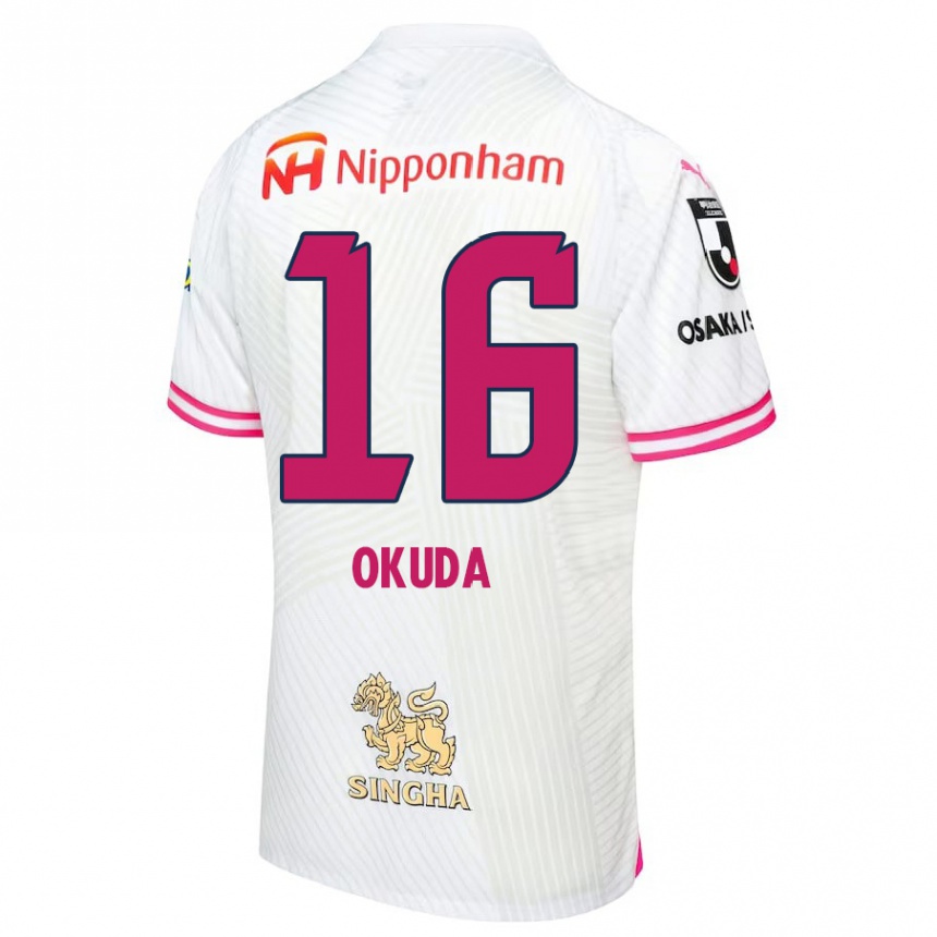 Enfant Football Maillot Hayato Okuda #16 Blanc Rose Tenues Extérieur 2024/25