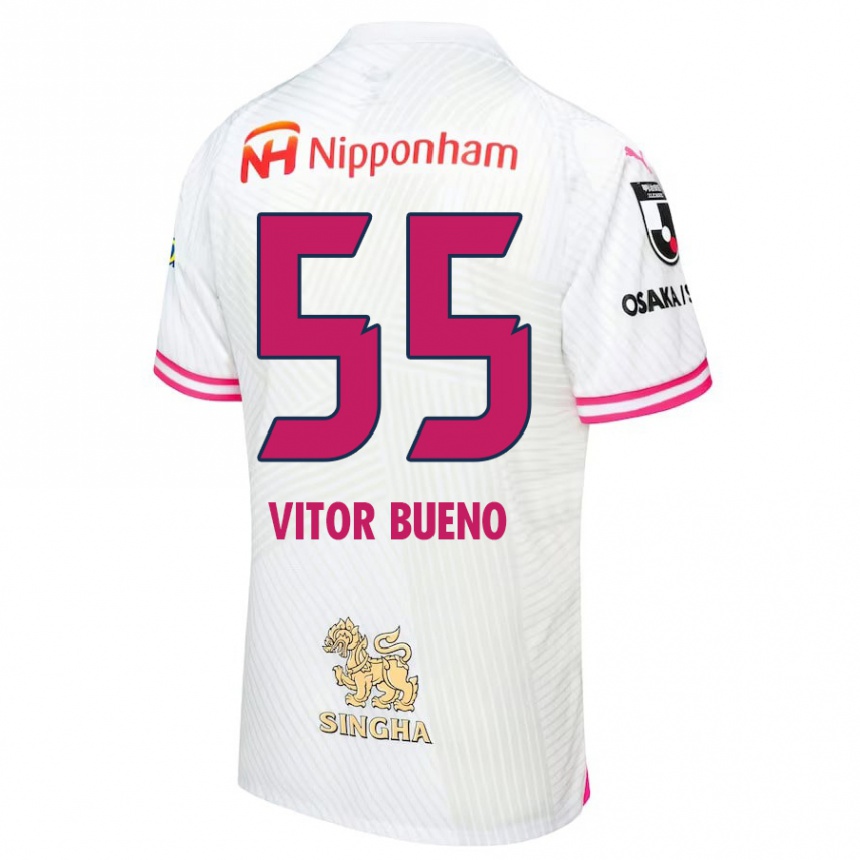 Enfant Football Maillot Vitor Bueno #55 Blanc Rose Tenues Extérieur 2024/25