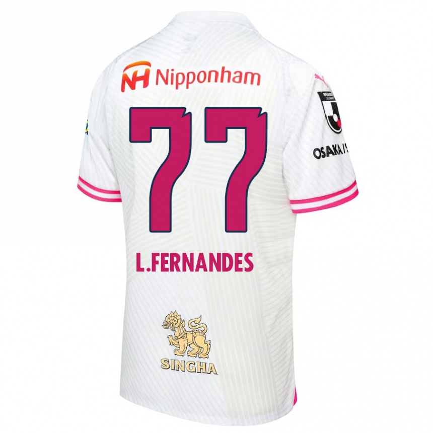 Enfant Football Maillot Lucas Fernandes #77 Blanc Rose Tenues Extérieur 2024/25