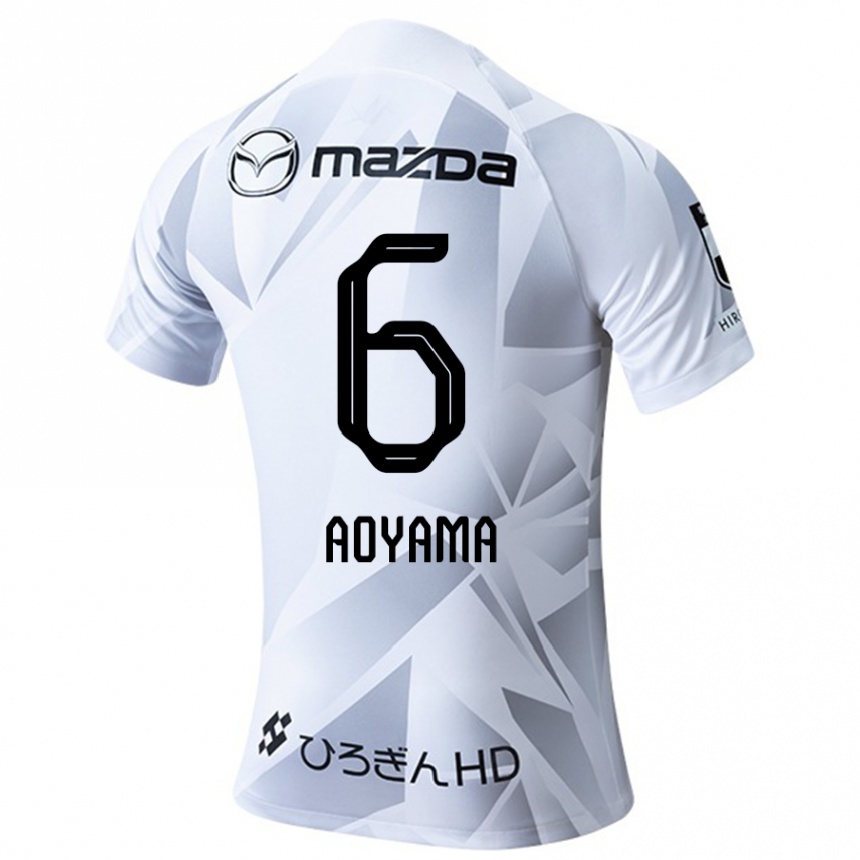 Enfant Football Maillot Toshihiro Aoyama #6 Blanc Gris Noir Tenues Extérieur 2024/25