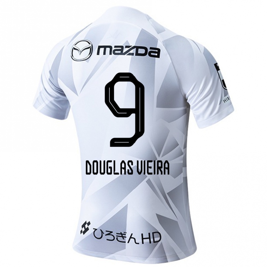 Enfant Football Maillot Douglas Vieira #9 Blanc Gris Noir Tenues Extérieur 2024/25