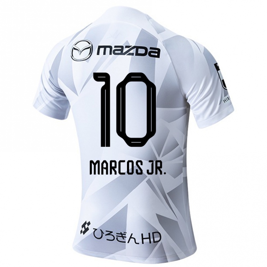 Enfant Football Maillot Marcos Júnior #10 Blanc Gris Noir Tenues Extérieur 2024/25