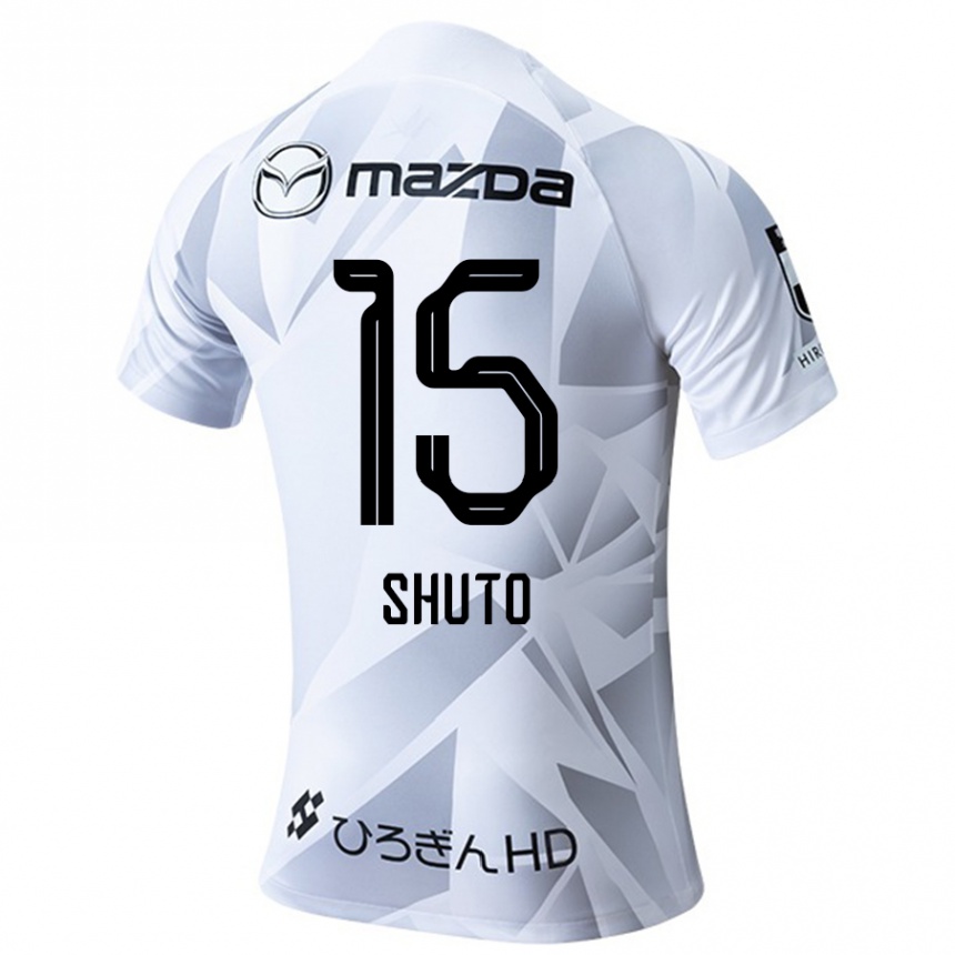 Enfant Football Maillot Shuto Nakano #15 Blanc Gris Noir Tenues Extérieur 2024/25