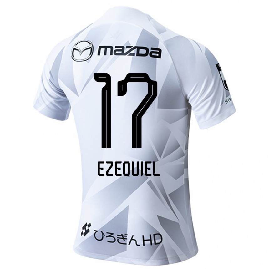 Enfant Football Maillot Ezequiel #17 Blanc Gris Noir Tenues Extérieur 2024/25