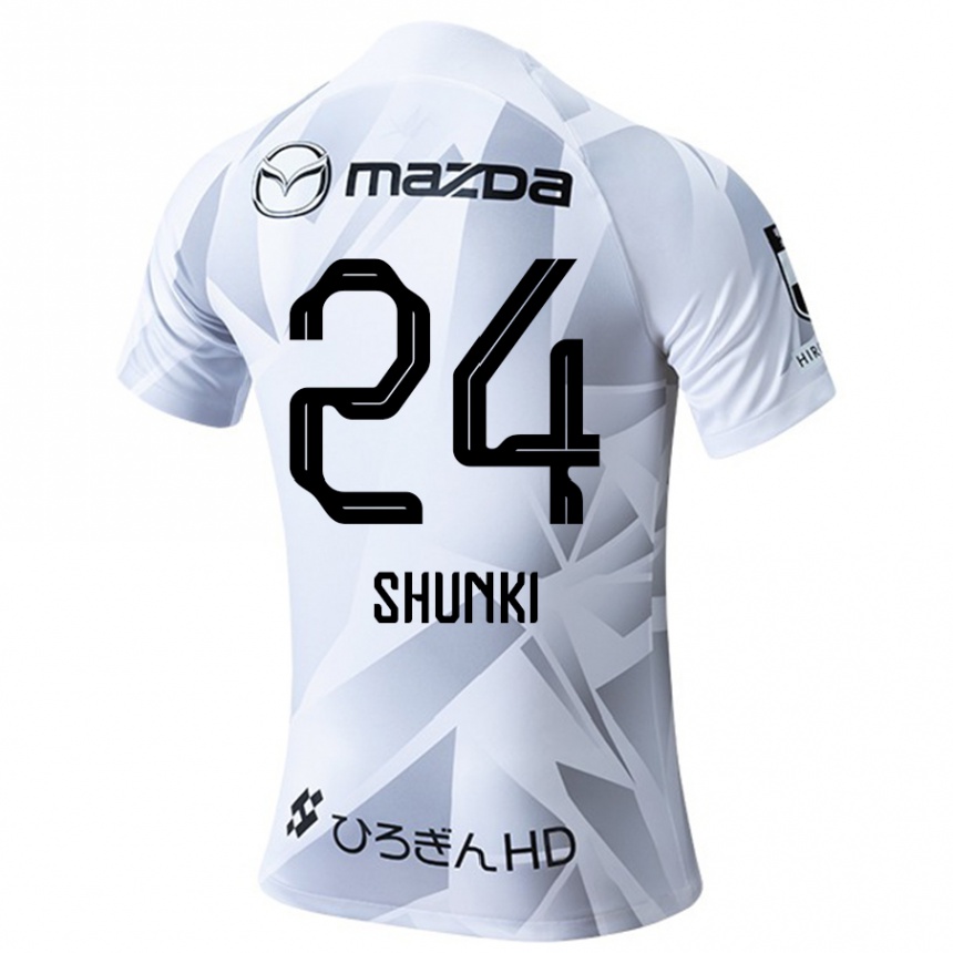 Enfant Football Maillot Shunki Higashi #24 Blanc Gris Noir Tenues Extérieur 2024/25