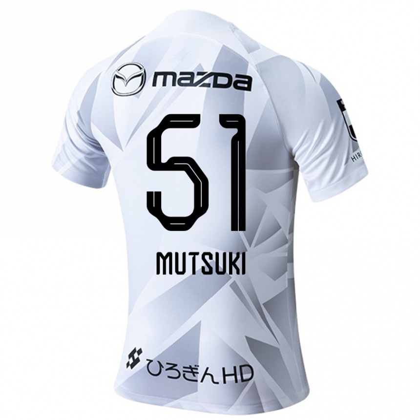 Enfant Football Maillot Mutsuki Kato #51 Blanc Gris Noir Tenues Extérieur 2024/25