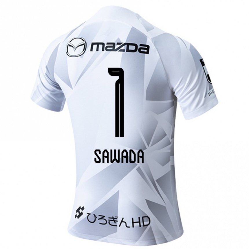 Enfant Football Maillot Shunsuke Sawada #1 Blanc Gris Noir Tenues Extérieur 2024/25