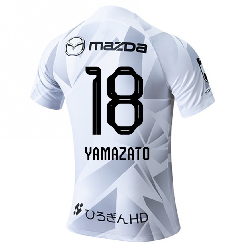 Enfant Football Maillot Kenshin Yamazato #18 Blanc Gris Noir Tenues Extérieur 2024/25