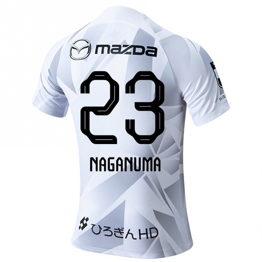 Enfant Football Maillot Seimei Naganuma #23 Blanc Gris Noir Tenues Extérieur 2024/25