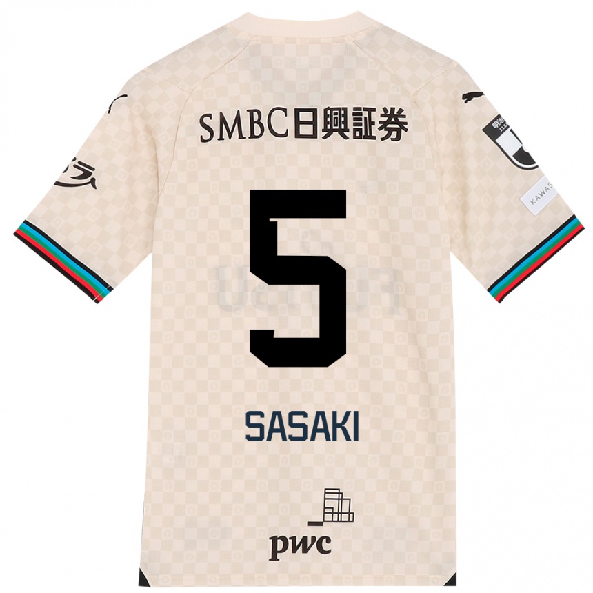 Enfant Football Maillot Asahi Sasaki #5 Blanc Gris Tenues Extérieur 2024/25