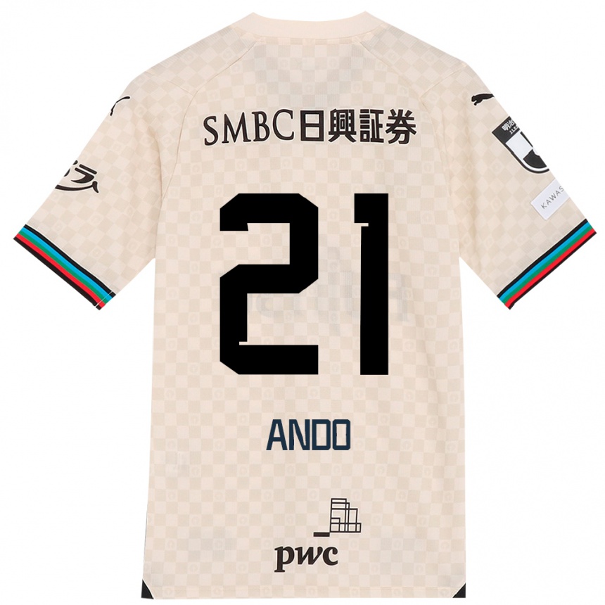 Enfant Football Maillot Shunsuke Ando #21 Blanc Gris Tenues Extérieur 2024/25