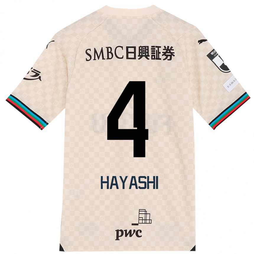 Enfant Football Maillot Shunsuke Hayashi #4 Blanc Gris Tenues Extérieur 2024/25