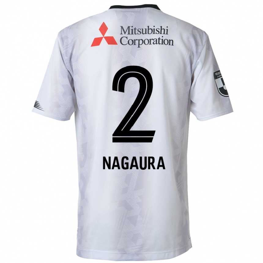 Enfant Football Maillot Koshi Nagaura #2 Blanc Noir Tenues Extérieur 2024/25