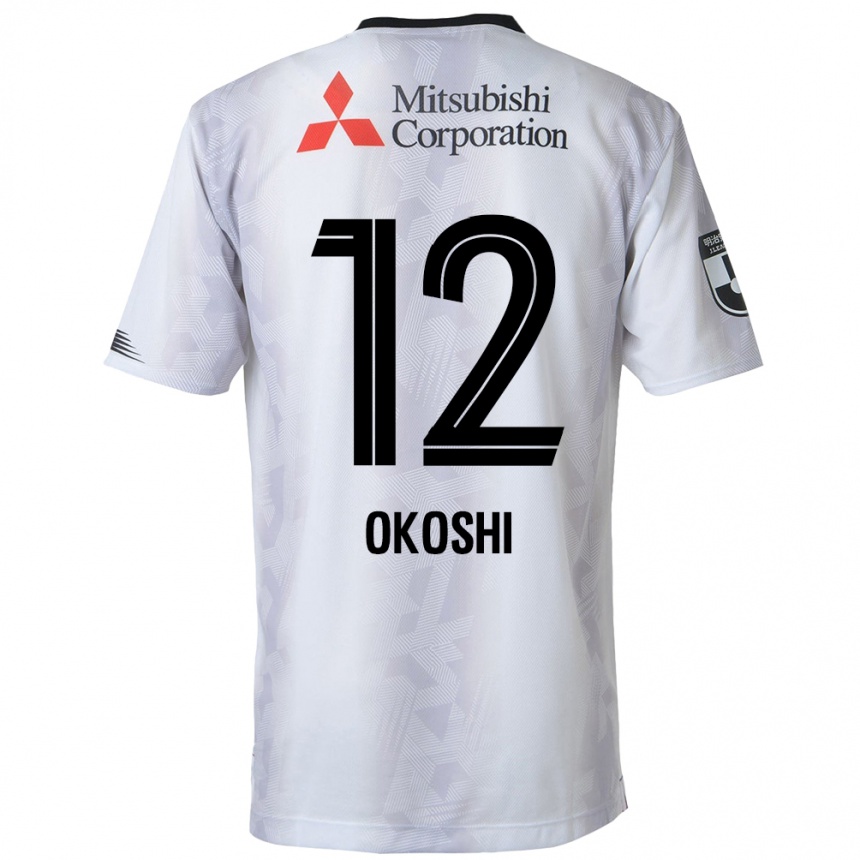 Enfant Football Maillot Yutaha Okoshi #12 Blanc Noir Tenues Extérieur 2024/25