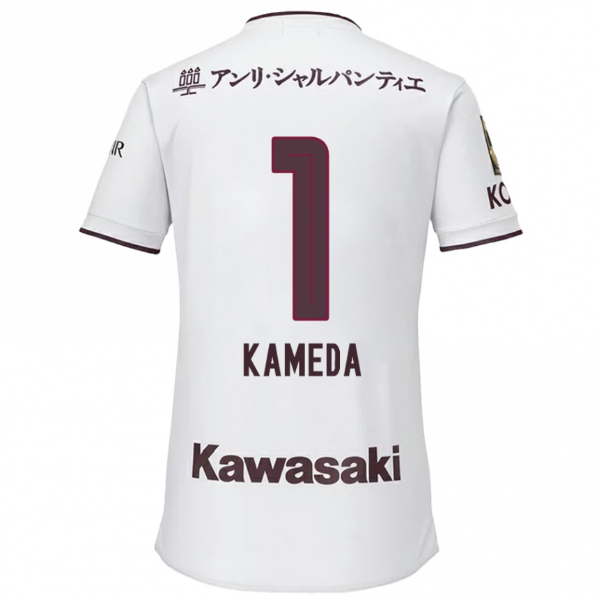 Enfant Football Maillot Taiga Kameda #1 Blanc Rouge Tenues Extérieur 2024/25