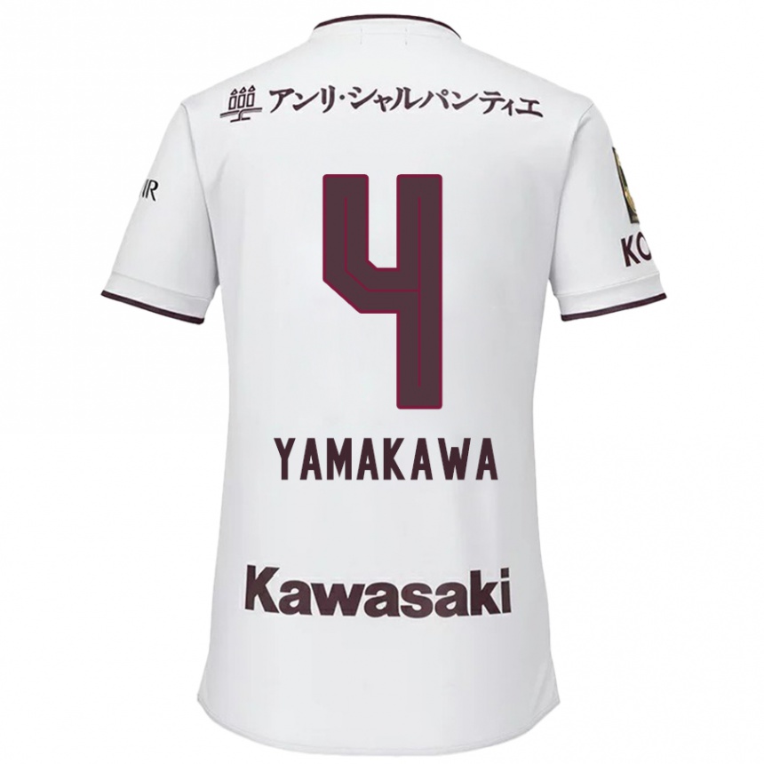 Enfant Football Maillot Tetsushi Yamakawa #4 Blanc Rouge Tenues Extérieur 2024/25