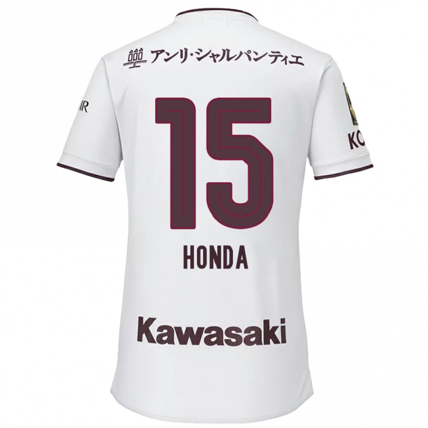 Enfant Football Maillot Yuki Honda #15 Blanc Rouge Tenues Extérieur 2024/25