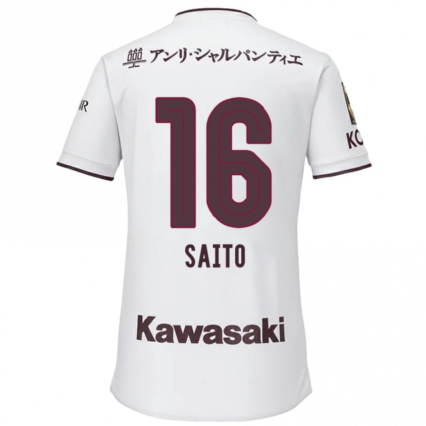 Enfant Football Maillot Mitsuki Saito #16 Blanc Rouge Tenues Extérieur 2024/25