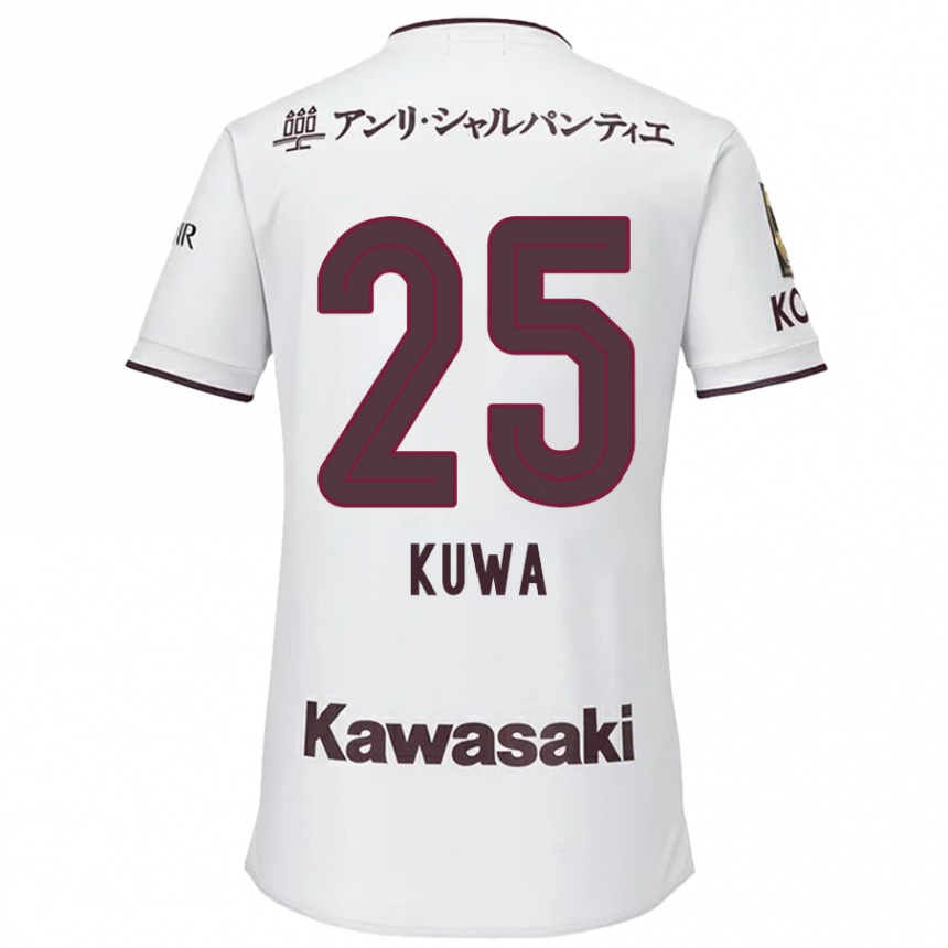 Enfant Football Maillot Yuya Kuwasaki #25 Blanc Rouge Tenues Extérieur 2024/25