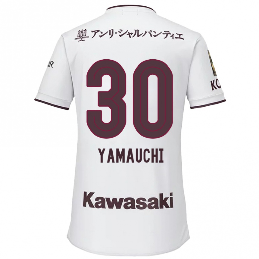 Enfant Football Maillot Kakeru Yamauchi #30 Blanc Rouge Tenues Extérieur 2024/25