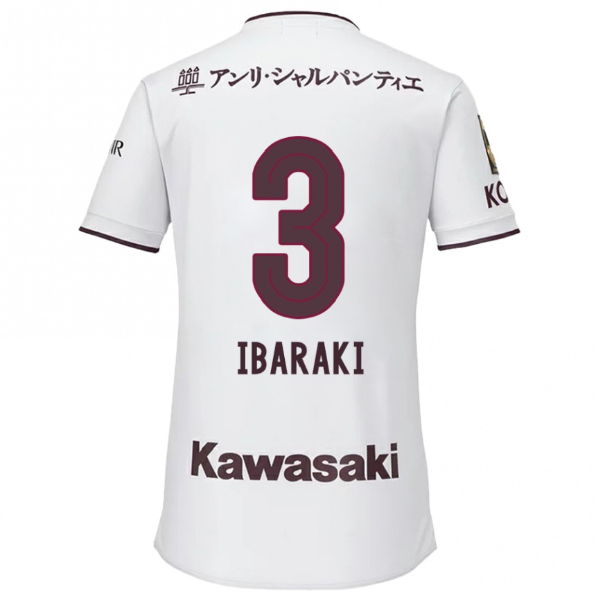 Enfant Football Maillot Riku Ibaraki #3 Blanc Rouge Tenues Extérieur 2024/25