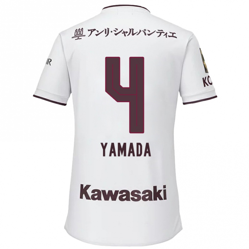 Enfant Football Maillot Kaito Yamada #4 Blanc Rouge Tenues Extérieur 2024/25