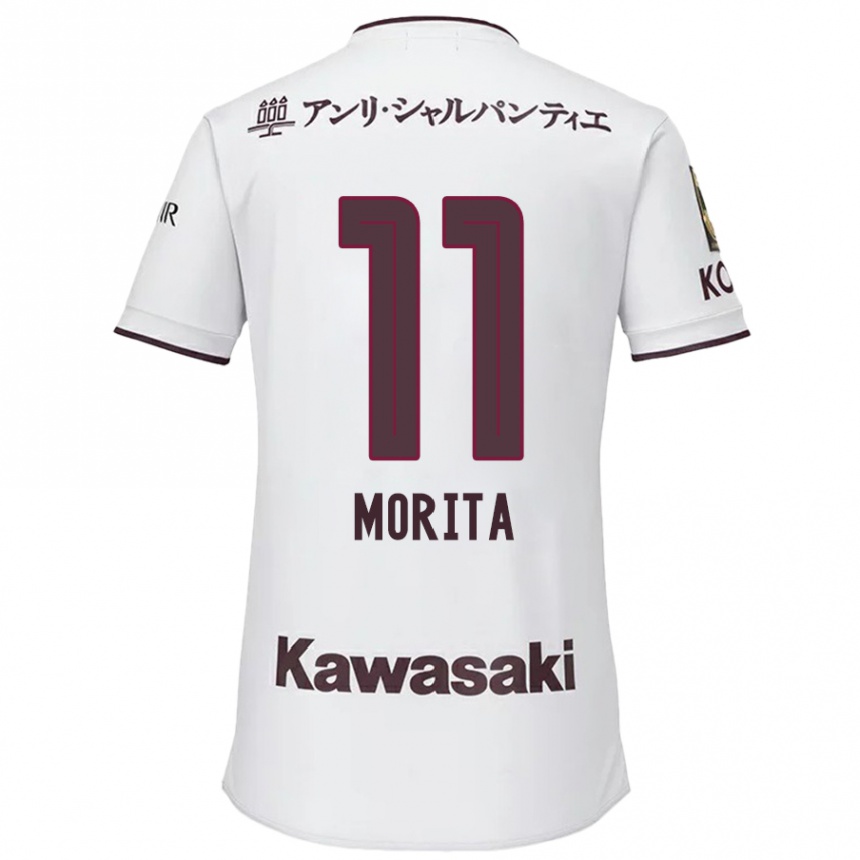 Enfant Football Maillot Oga Morita #11 Blanc Rouge Tenues Extérieur 2024/25