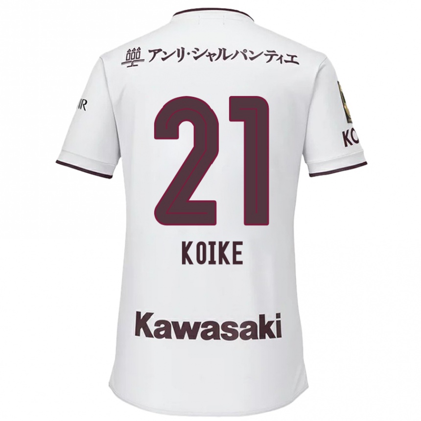 Enfant Football Maillot Shusuke Koike #21 Blanc Rouge Tenues Extérieur 2024/25