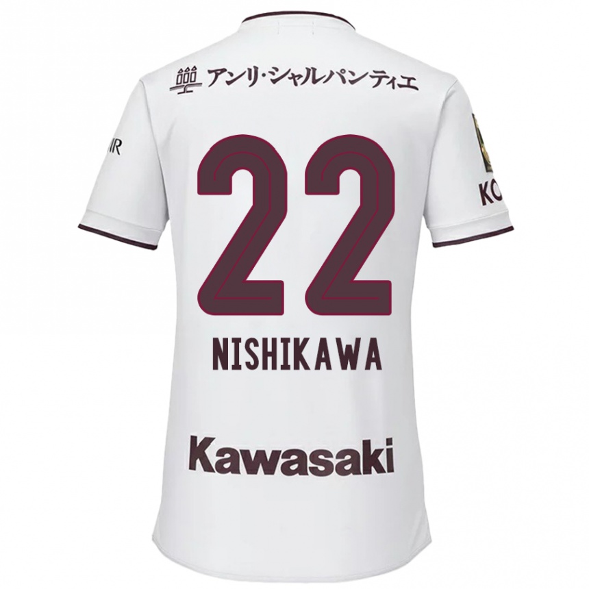 Enfant Football Maillot Aiku Nishikawa #22 Blanc Rouge Tenues Extérieur 2024/25