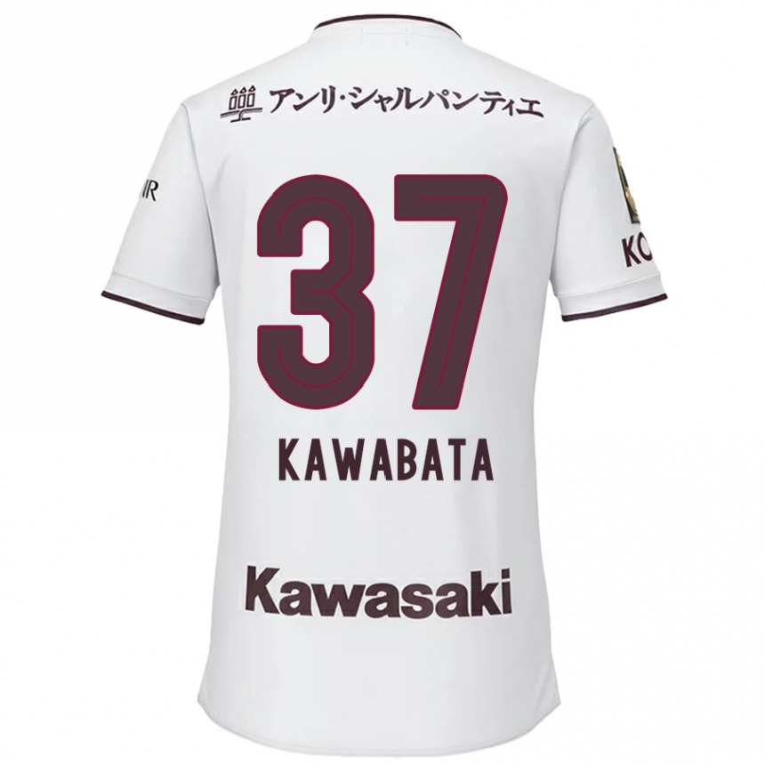 Enfant Football Maillot Hyoei Kawabata #37 Blanc Rouge Tenues Extérieur 2024/25