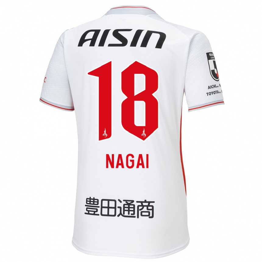 Enfant Football Maillot Kensuke Nagai #18 Blanc Jaune Rouge Tenues Extérieur 2024/25