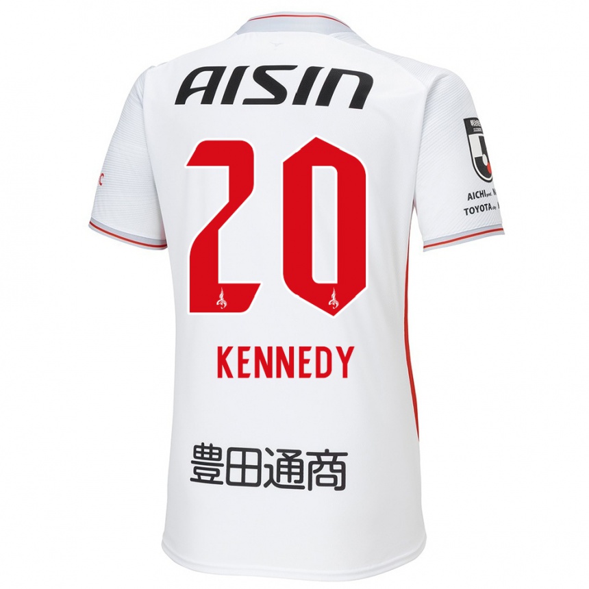 Enfant Football Maillot Kennedy Egbus Mikuni #20 Blanc Jaune Rouge Tenues Extérieur 2024/25