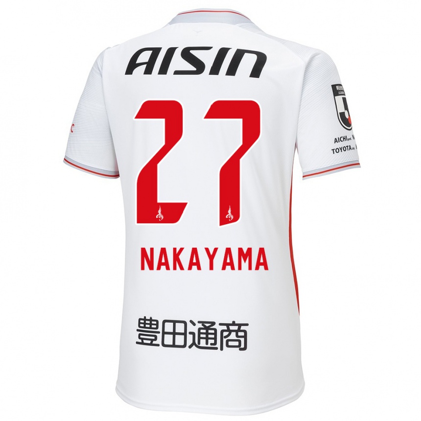 Enfant Football Maillot Katsuhiro Nakayama #27 Blanc Jaune Rouge Tenues Extérieur 2024/25