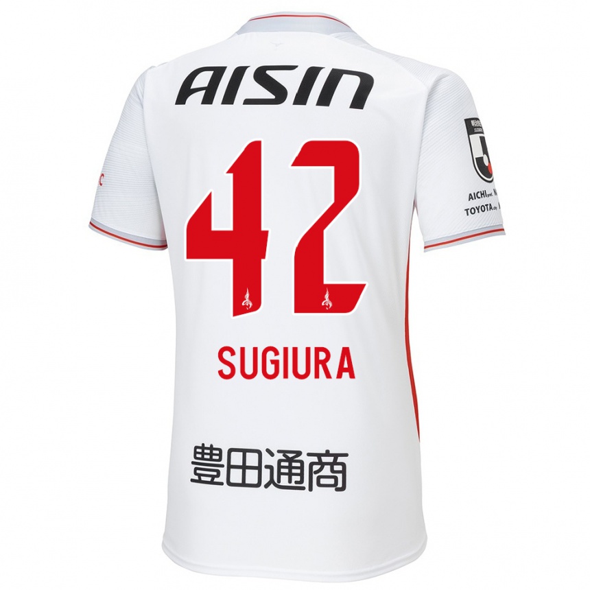 Enfant Football Maillot Shungo Sugiura #42 Blanc Jaune Rouge Tenues Extérieur 2024/25