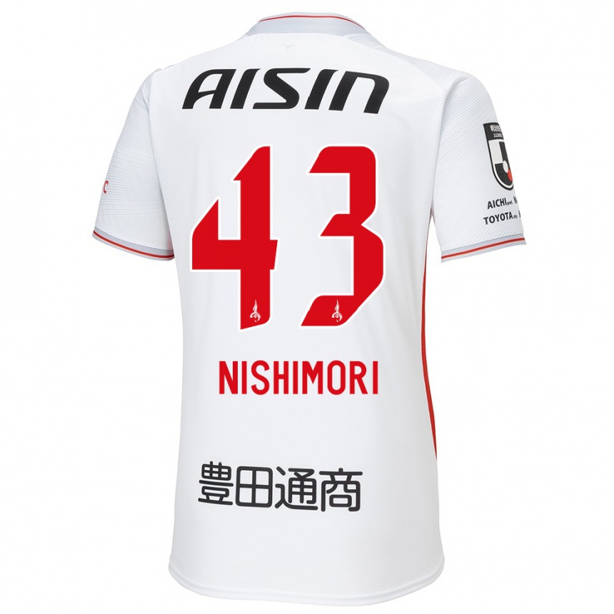 Enfant Football Maillot Yuto Nishimori #43 Blanc Jaune Rouge Tenues Extérieur 2024/25