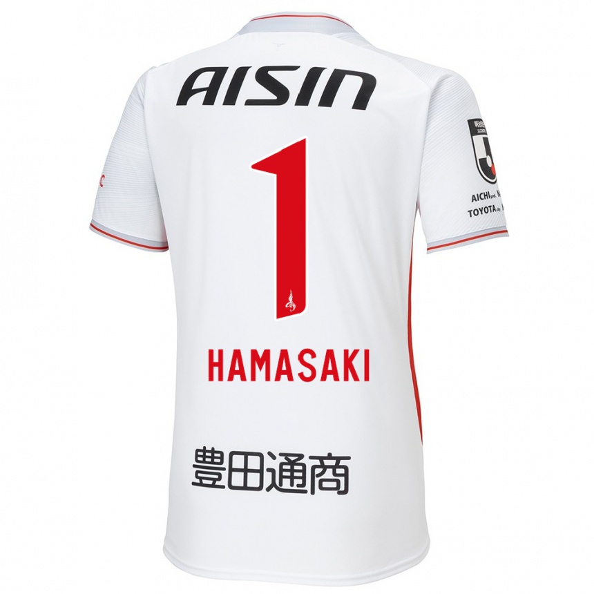 Enfant Football Maillot Shiki Hamasaki #1 Blanc Jaune Rouge Tenues Extérieur 2024/25