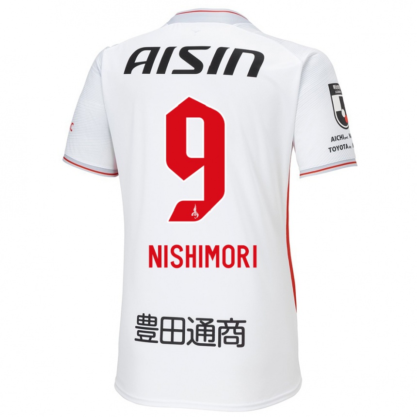 Enfant Football Maillot Naoto Nishimori #9 Blanc Jaune Rouge Tenues Extérieur 2024/25