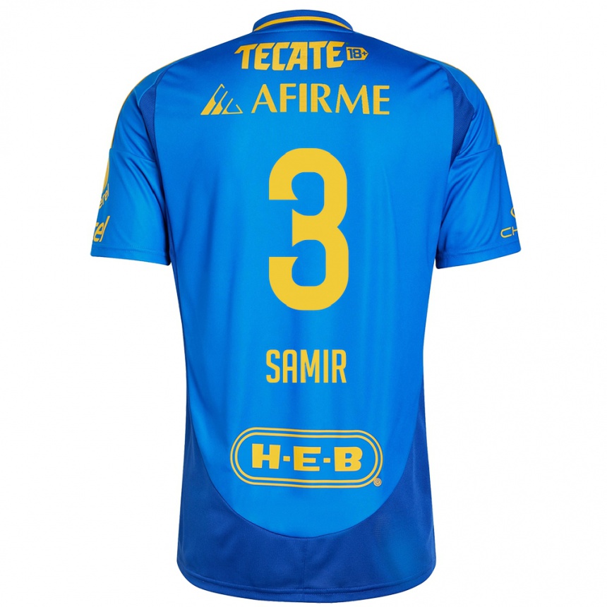 Enfant Football Maillot Samir Caetano #3 Bleu Jaune Tenues Extérieur 2024/25