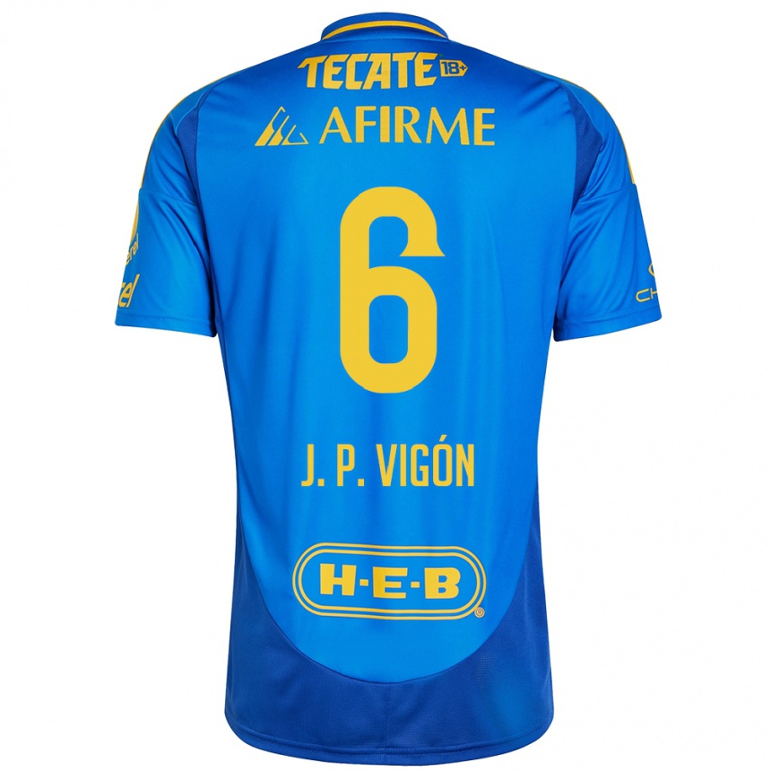 Enfant Football Maillot Juan Pablo Vigón #6 Bleu Jaune Tenues Extérieur 2024/25