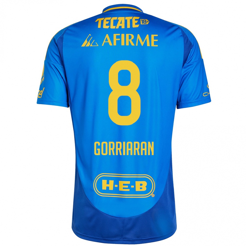 Enfant Football Maillot Fernando Gorriarán #8 Bleu Jaune Tenues Extérieur 2024/25