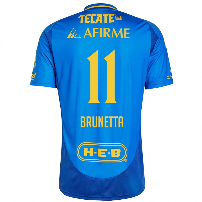 Enfant Football Maillot Juan Brunetta #11 Bleu Jaune Tenues Extérieur 2024/25