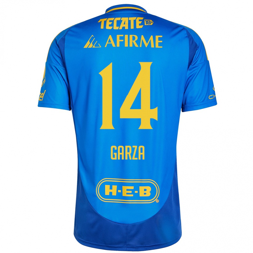 Enfant Football Maillot Jesús Garza #14 Bleu Jaune Tenues Extérieur 2024/25