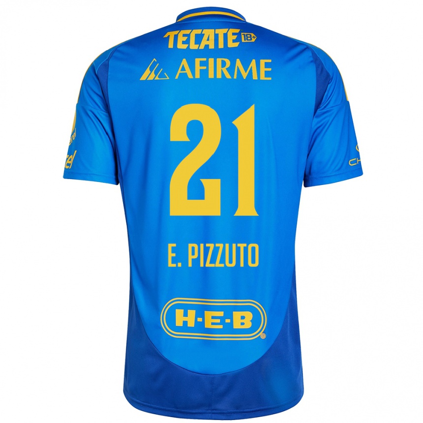 Enfant Football Maillot Eugenio Pizzuto #21 Bleu Jaune Tenues Extérieur 2024/25