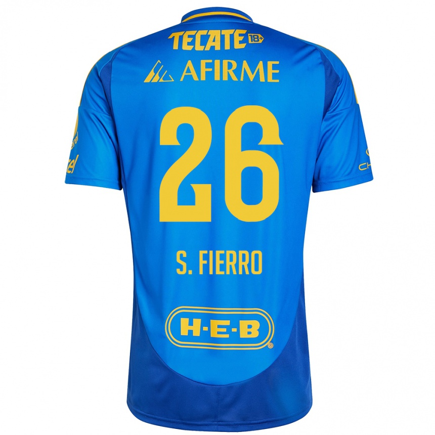 Enfant Football Maillot Sebastián Fierro #26 Bleu Jaune Tenues Extérieur 2024/25