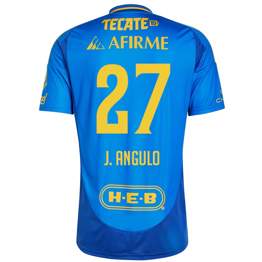 Enfant Football Maillot Jesús Angulo #27 Bleu Jaune Tenues Extérieur 2024/25