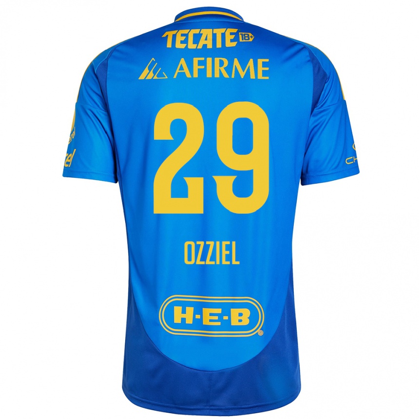 Enfant Football Maillot Ozziel Herrera #29 Bleu Jaune Tenues Extérieur 2024/25