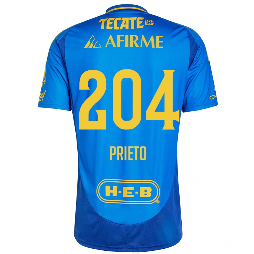 Enfant Football Maillot Leonel Prieto #204 Bleu Jaune Tenues Extérieur 2024/25