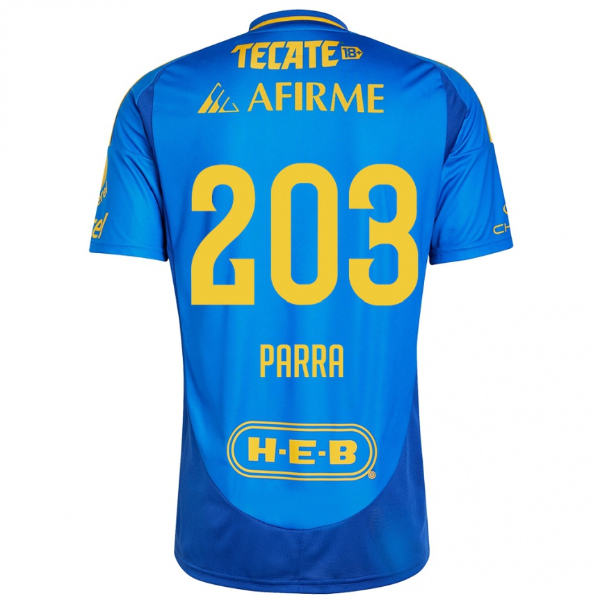 Enfant Football Maillot Bernardo Parra #203 Bleu Jaune Tenues Extérieur 2024/25